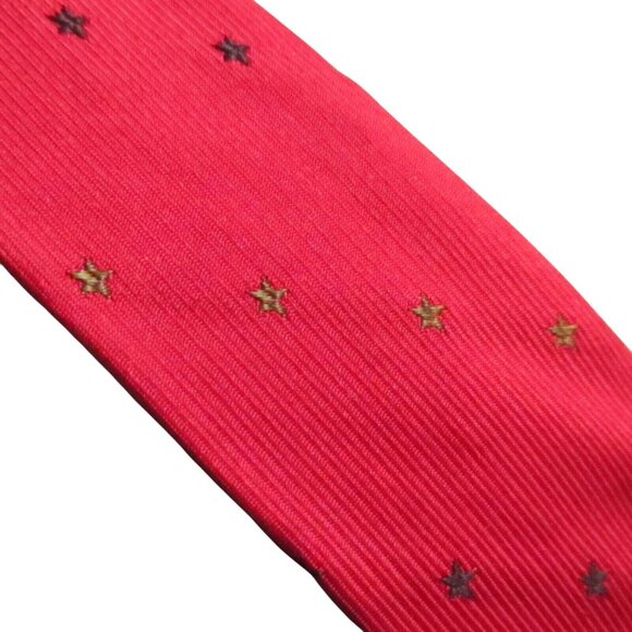 Vintage Damon Star Patterned Red Silk Tie 1950's Paris Texas 52" - Picture 4 of 5